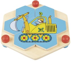 Goki puzzle in legno - cantiere - puzzle esagonale - 2 motivi