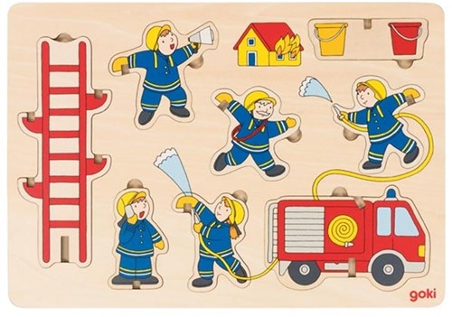 Goki puzzle impilabile in legno vigili del fuoco - gioco educativo puzzle 8 pezzi