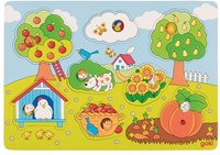 Goki puzzle in legno - giocattolo educativo tema giardino, 8 pezzi