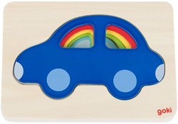 Goki puzzle in legno auto - puzzle a strati 5 pezzi giocattolo educativo