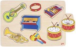 Goki puzzle musicale in legno con suoni - giocattolo educativo 5 pezzi