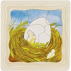 Goki puzzle a strati in legno Gallina - giocattolo educativo 44 pezzi