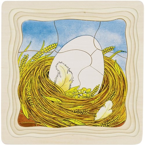 Goki puzzle a strati in legno Gallina - giocattolo educativo 44 pezzi