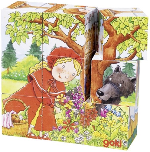 Goki puzzle cubi in legno fiabe giocattolo 9 pezzi