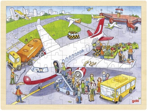 Goki puzzle in legno aeroporto 96 pezzi giocattolo educativo