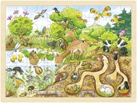Goki puzzle in legno natura 96 pezzi giocattolo educativo bambini