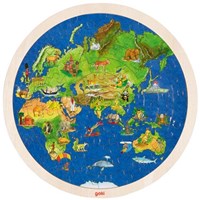 Goki puzzle in legno mappamondo - giocattolo educativo 57 pezzi
