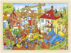 Goki puzzle in legno cantiere - 96 pezzi giocattolo educativo bambini