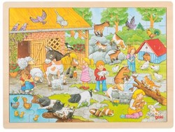 Goki puzzle in legno fattoria animali 48 pezzi educativo bambini
