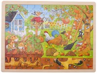 Goki puzzle in legno animali da giardino - giocattolo educativo 96 pezzi
