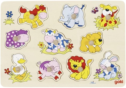 Goki puzzle animali in legno baby - giocattolo educativo animali