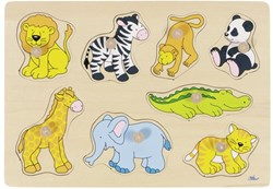 Goki puzzle animali in legno - puzzle a pomelli animali selvatici giocattolo