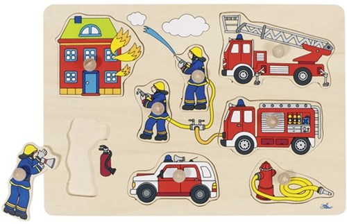 Goki puzzle in legno vigili del fuoco - puzzle a pomelli per bambini