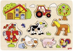 Goki puzzle in legno animali fattoria retrò - giocattolo educativo