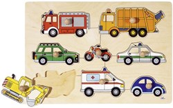 Goki puzzle in legno traffico - puzzle a pomelli veicoli 8 pezzi