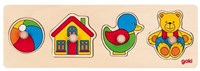 Goki puzzle a incastro in legno - puzzle con pomelli colorato 4 pezzi