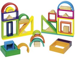 Goki blocchi da costruzione in legno giocattolo arcobaleno 38 pezzi FSC