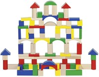Goki set di blocchi da costruzione in legno - blocchi colorati in barile, 100 pezzi