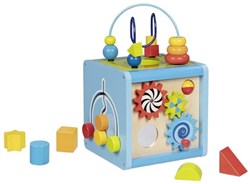 Goki cubo attività in legno con spirale - giocattolo educativo
