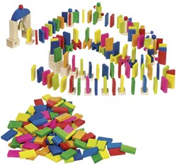 Goki set domino in legno - domino rally - giocattolo 247 pezzi