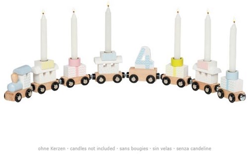 Goki trenino di compleanno in legno - giocattolo colorato per bambini