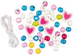 Goki set di perle in legno - giocattolo creativo colorato per bambini