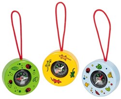 Goki bussola giocattolo - motivo animale, legno e plastica multicolore