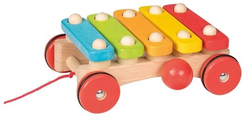 Goki Xilofono giocattolo musicale in legno con ruote per bambini-2