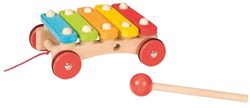 Goki Xilofono giocattolo musicale in legno con ruote per bambini