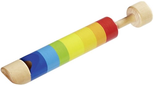 Goki flauto di legno con pistone - giocattolo musicale colorato per bambini