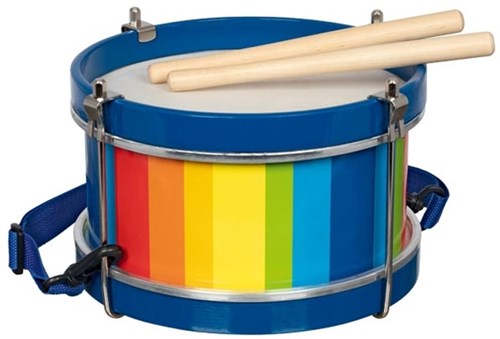 Goki tamburo in legno giocattolo musicale con tracolla e bacchette