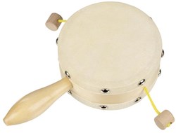 Goki tamburello in legno tamburo mendicante - giocattolo musicale marrone