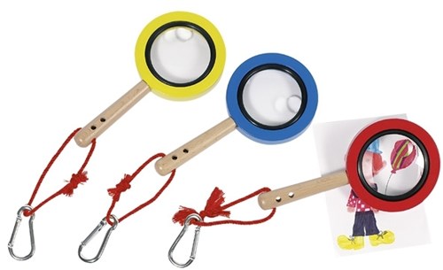 Goki lente d’ingrandimento in legno con moschettone - giocattolo esploratore