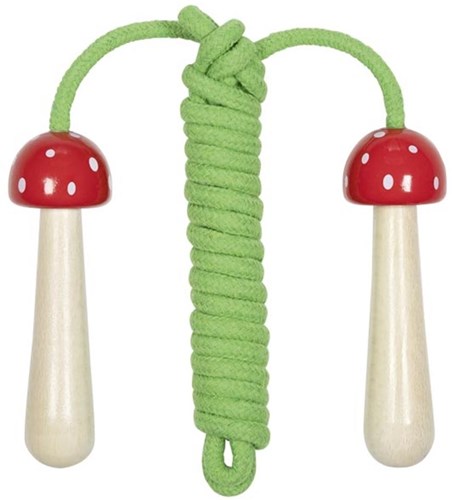 Goki corda per saltare manici legno fungo giocattolo multicolore bambini