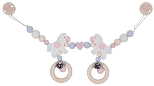 Goki catena in legno per passeggino cavalli con clip - giocattolo per bambini
