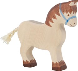 Holztiger cavallo da tiro in legno - giocattolo sostenibile cavallo