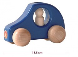 Ostheimer auto in legno blu con personaggio - giocattolo sostenibile