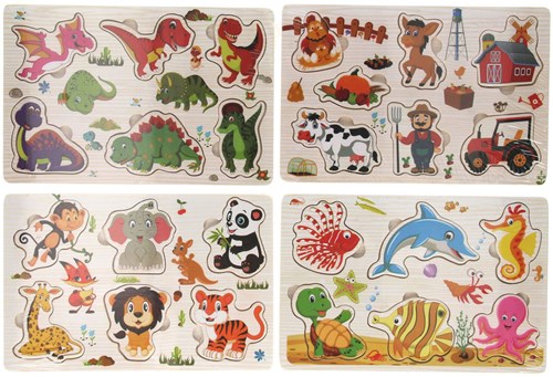 Puzzle a pomelli in legno puzzle forme FSC legno 6 pezzi multicolore-3