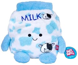 BumBumz peluche cartone del latte - giocattolo morbido blu 30 cm effetto beanbag