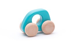 Bajo auto mini in legno blu - giocattolo sostenibile per bambini