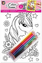Grafix colora per numero set unicorno - disegni da colorare A4