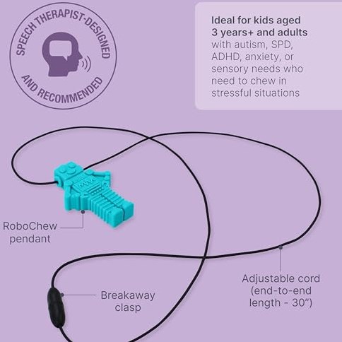Ark Therapeutics collana sensoriale da mordere robot grigio chiaro per bambini-3