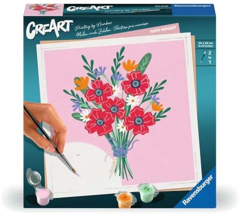 Ravensburger dipingi con i numeri bouquet di fiori - CreArt papaveri