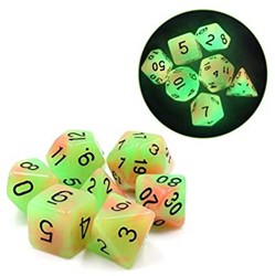 Foam Brain Games dadi glow in the dark mango RPG set