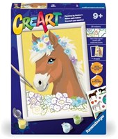 Ravensburger dipingi con i numeri cavallo con fiori - Set CreArt per bambini