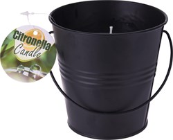 ProGarden candela alla citronella in secchiello di metallo nero 10x10x14cm