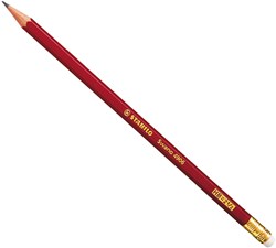 Stabilo matita grafite Swano laccata rossa con gomma HB per scrivere e disegnare