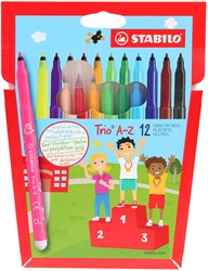 STABILO pennarelli Trio A-Z con impugnatura ergonomica triangolare - astuccio con 12 colori