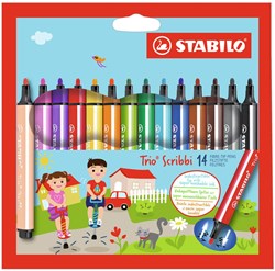 Stabilo Trio Scribbi pennarello ergonomico - set 14 colori - punta indistruttibile