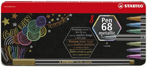 Stabilo pennarello premium metallico - astuccio in metallo con 8 colori